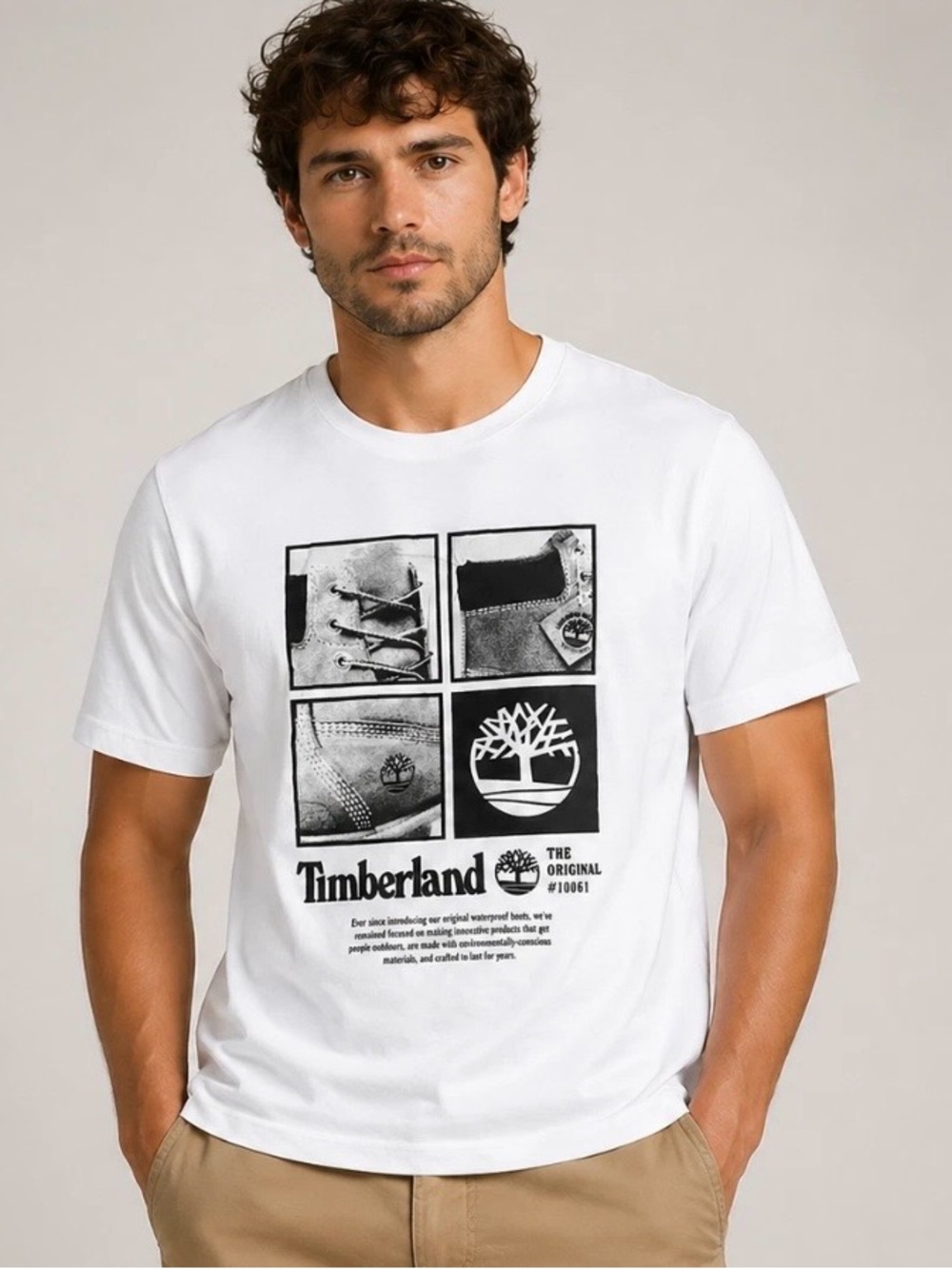 NWT Timberland Men's Square Stack Logo Short Sleeve T-Shirt White L
0278